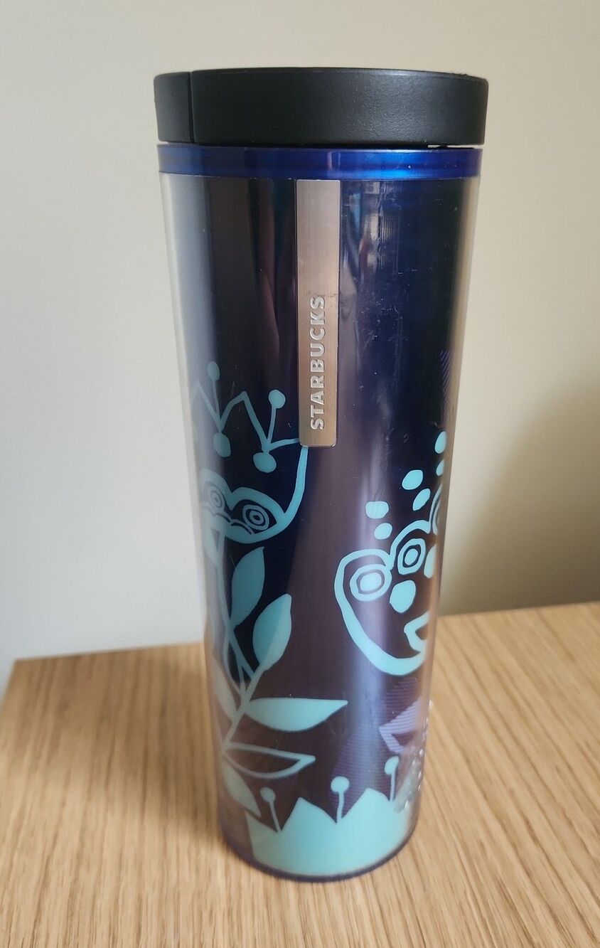 Starbucks 2013 Blue Poppy Flower Travel Tumbler 16oz